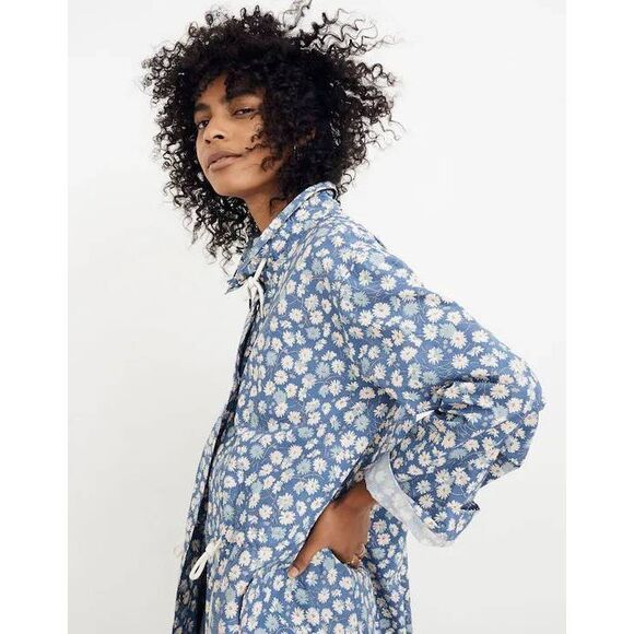 Madewell Ruffle-Neck Anorak Raincoat in French Floral L $168 - Picture 1 of 12